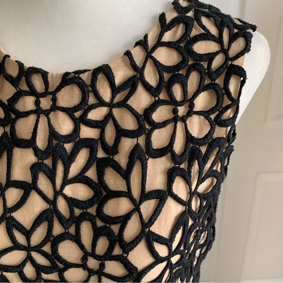 Neiman Marcus x Target Lela Rose Silk and Crochet Floral Top Black and Nude - Picture 2 of 6